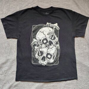 Threadless Skull Mushroom T-Shirt Size XL‎ Black White Short Seeve Crew